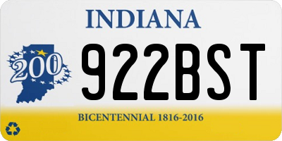 IN license plate 922BST