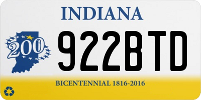 IN license plate 922BTD