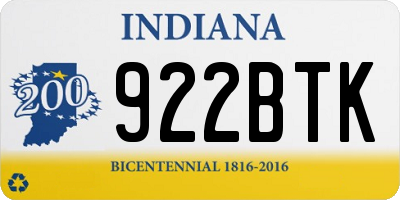 IN license plate 922BTK