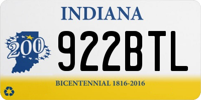 IN license plate 922BTL