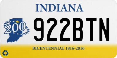 IN license plate 922BTN