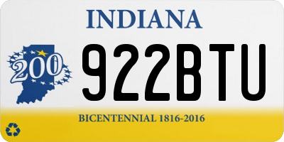 IN license plate 922BTU