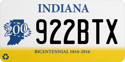 IN license plate 922BTX