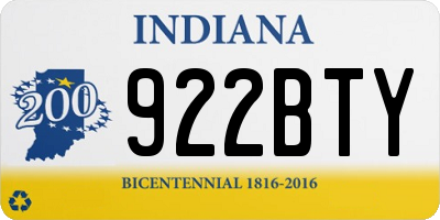 IN license plate 922BTY