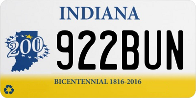 IN license plate 922BUN