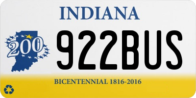 IN license plate 922BUS