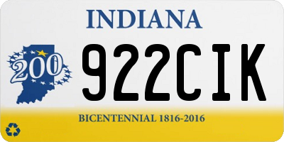 IN license plate 922CIK