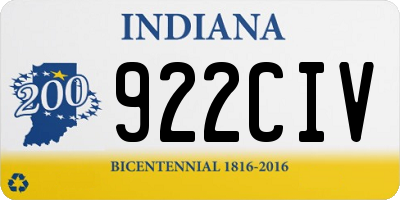 IN license plate 922CIV