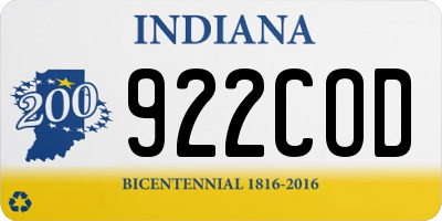 IN license plate 922COD