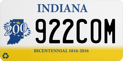 IN license plate 922COM