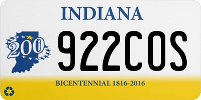 IN license plate 922COS