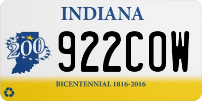 IN license plate 922COW