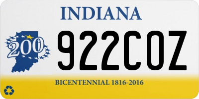 IN license plate 922COZ