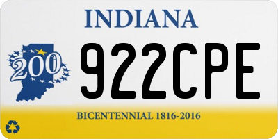 IN license plate 922CPE