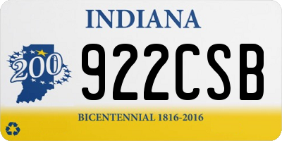 IN license plate 922CSB