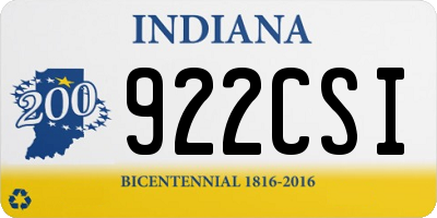 IN license plate 922CSI