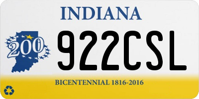 IN license plate 922CSL