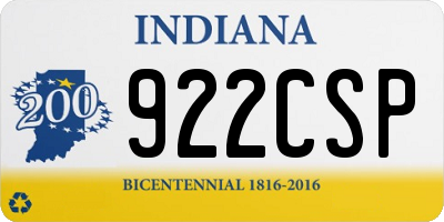 IN license plate 922CSP