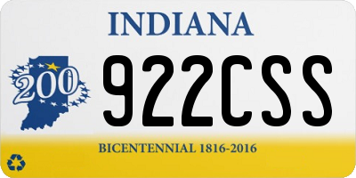 IN license plate 922CSS