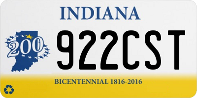 IN license plate 922CST