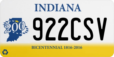 IN license plate 922CSV