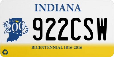 IN license plate 922CSW