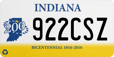 IN license plate 922CSZ