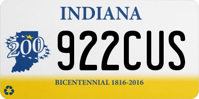 IN license plate 922CUS