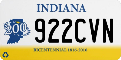 IN license plate 922CVN