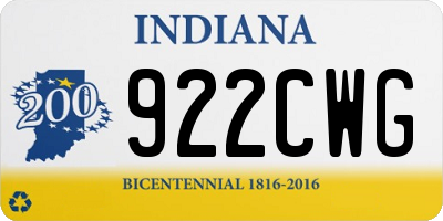 IN license plate 922CWG