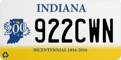 IN license plate 922CWN
