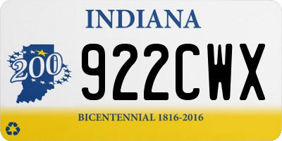 IN license plate 922CWX