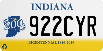 IN license plate 922CYR