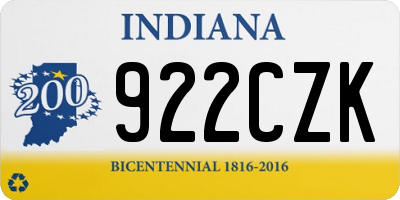 IN license plate 922CZK