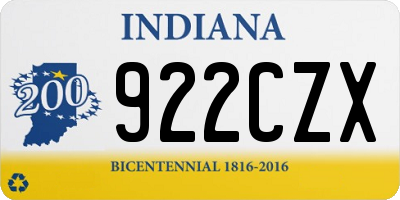 IN license plate 922CZX