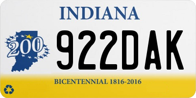 IN license plate 922DAK
