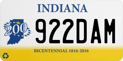 IN license plate 922DAM