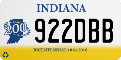 IN license plate 922DBB