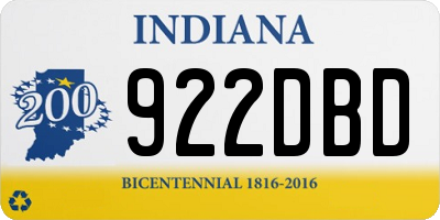 IN license plate 922DBD