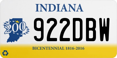 IN license plate 922DBW