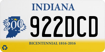 IN license plate 922DCD