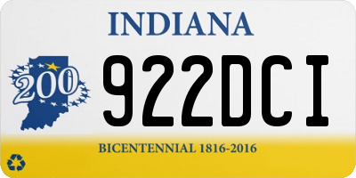 IN license plate 922DCI