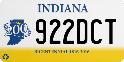 IN license plate 922DCT