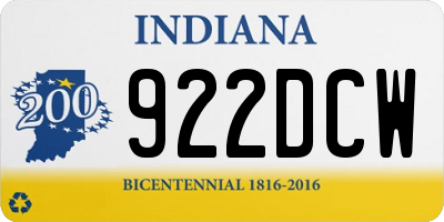 IN license plate 922DCW