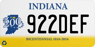 IN license plate 922DEF