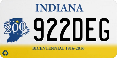 IN license plate 922DEG