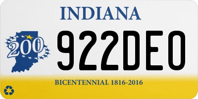 IN license plate 922DEO