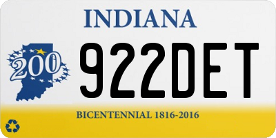 IN license plate 922DET