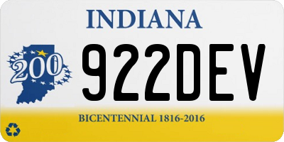 IN license plate 922DEV