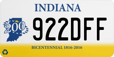 IN license plate 922DFF